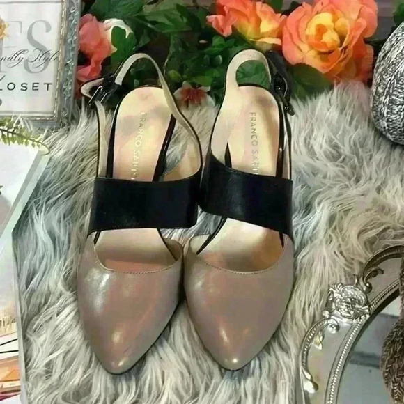 Franco Sarto Trish Leather Sling Back 3.5 Inch Heel Pointed Toe, 8M - Picture 2 of 8